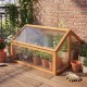 Wood cold frame greenhouse with transparent roof, featuring a natural fir wood frame and adjustable vents for plant.