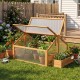 Wood cold frame greenhouse with transparent roof, natural fir frame, and adjustable vents for plant protection and.