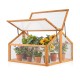 Wood cold frame greenhouse with transparent roof, featuring adjustable vents for airflow and natural fir wood frame.