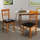 Set of 2 walnut wood dining chairs with high backrest and PU leather seats, ideal for kitchen or dining room use.