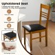 Wood dining chair with high-resilience upholstered seat in PU leather, featuring a walnut finish, ideal for dining.