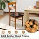 Wood dining chair with rubber wood frame in walnut finish, featuring a high backrest and PU leather seat for comfort.
