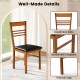 Wood dining chair with breathable slats and rubber wood frame, featuring a high backrest for comfort and stability.