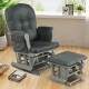 Dark gray glider chair with padded armrests and detachable cushion, featuring a stable base for safety and comfort.