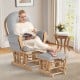 Glider chair with high backrest and padded armrests, featuring a detachable cushion for enhanced comfort during.