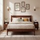 Wood nightstand set of 2 with drawers, solid rubber wood construction, and cable management for a tidy bedroom look.