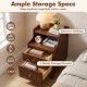 Wood nightstand with spacious tabletop and two storage drawers, crafted from solid rubber wood for durability.