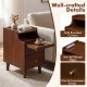 Wood nightstand set of 2 featuring a pull-out tray, solid rubber wood construction, and convenient storage for bedtime.