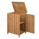Wood package delivery box with openable lid and removable shelf, made of sturdy acacia wood for outdoor storage.
