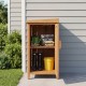 Wood package delivery box with openable lid and removable shelf, made of acacia wood, ideal for garden storage.