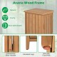 Wood package delivery box with openable lid, acacia wood frame, and convenient door handle for outdoor storage.