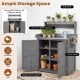 Wood plant workstation with stainless steel tabletop, double door cabinet, and removable shelves for versatile storage solutions.