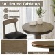 30" round wood dining table with pedestal base in gray, featuring a solid wood veneered surface for easy cleaning.