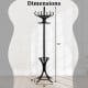 Wood standing coat rack with umbrella stand in black, featuring 12 hooks and a compact design for stylish storage.
