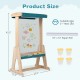 Wooden art easel for kids with a fir wood frame, paper roll, and storage trays, ideal for creative outdoor painting.