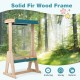Wooden art easel for kids with a solid fir wood frame, storage trays, and detachable paper roll holder for creative.