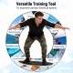 Wooden balancing board with cork roller, designed for enhancing balance and coordination in various sports activities.