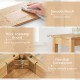 Wooden console table with a thickened natural top, featuring a smooth finish and firm bolt connection for durability.