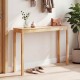 Narrow wooden console table in natural finish, showcasing a smooth top, perfect for entryways and small spaces.