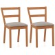 Set of 2 wooden dining chairs with upholstered seats and slat backrests, perfect for farmhouse kitchens or dining rooms.