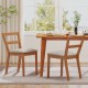 Set of 2 brown wooden dining chairs with upholstered seats, perfect for farmhouse kitchens or dining rooms.