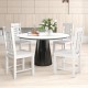 White wooden dining chair set of 2 made from solid rubber wood, designed for comfort and mid-century modern style.