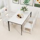 White wooden dining chair set of 2 made from solid rubber wood, featuring a mid-century modern design for stylish.