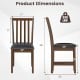 Wooden dining chair dimensions with rubber wood frame and padded seat, ideal for dining rooms and cafes.