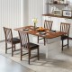 Wooden dining chair set of 2 with rubber wood frame and padded seat, perfect for dining rooms and cafes.