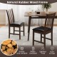 Set of 2 wooden dining chairs with brown rubber wood frame and padded seats, ideal for dining rooms and cafes.