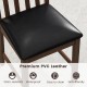 Close-up of the padded seat of a wooden dining chair set, featuring skin-friendly PVC leather for easy cleaning and.