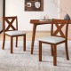 Wooden dining chair set of 2 with padded beige seats and X-shaped backs, perfect for creating a cozy dining atmosphere.