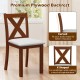 Wooden dining chair with padded seat and curved back, crafted from acacia wood for comfort and durability in beige.