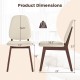 Wooden dining chair dimensions showing a mid-century modern upholstered design in brown, ideal for dining or office use.