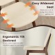 Mid-century modern wooden dining chair with cozy widened seat and ergonomic tilt backrest for comfortable support.