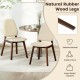 Mid-century modern wooden dining chairs set of 2 with natural rubber wood legs and upholstered cushions for comfort.