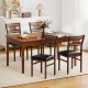Wooden dining chair set of 2 with PU leather padded seats and rubber wood frames in deep brown, ideal for dining rooms.