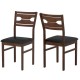Wooden dining chair set of 2 with PU leather padded seats and rubber wood frames, ideal for dining rooms and cafes.