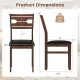 Wooden dining chair dimensions with PU leather padded seat, rubber wood frame, and deep brown finish for stylish.