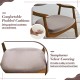 Close-up of the padded seat with sumptuous velvet covering on a walnut wooden dining chair, offering optimal coziness.