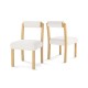 Set of 2 white wooden dining chairs with rubber wood frames and cozy faux sherpa upholstery for stylish dining.