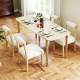 Wooden dining chair set of 2 with rubber wood frame and white faux sherpa upholstery, perfect for stylish dining areas.