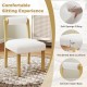 Wooden dining chair with rubber wood frame, white faux sherpa upholstery, and thickened seat cushions for comfort.