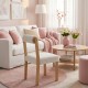 Wooden dining chair with rubber wood frame and white faux sherpa upholstery, perfect for stylish dining areas.