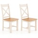 Set of 2 wooden dining chairs with high back, rubber wood frame, and natural finish for modern farmhouse style.