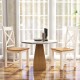 Two wooden dining chairs with high backs and rubber wood frames, featuring a modern farmhouse style for versatile.