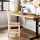 Natural rubber wood dining chair with high backrest, featuring a modern farmhouse design for kitchen or study use.