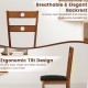 Wooden dining chair with hollowed backrest, ergonomic tilt design, and waterproof PU leather seat for comfort and.