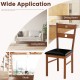 Brown wooden dining chair with hollowed backrest, upholstered seat, ideal for kitchens and dining rooms.