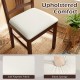Beige upholstered dining chair showcasing soft polyester fabric and elastic sponge padding, ideal for kitchen or dining.